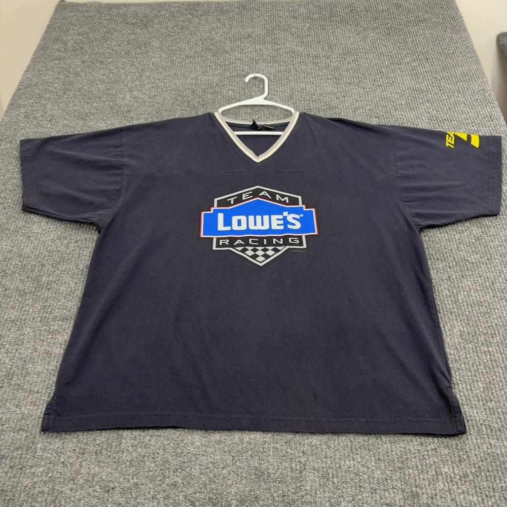 Vintage Team Lowes Racing SMI Properties T Shirt Men XL Navy Cotton V Neck Sport